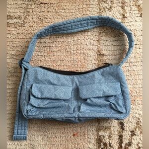 BAGGU Denim Blue Cargo Shoulder Bag